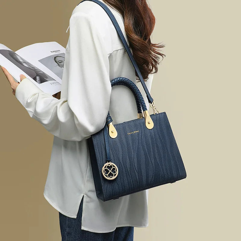Genuine Leather Women's Top-Handle Shoulder Bag – Elegant Structured Handbag