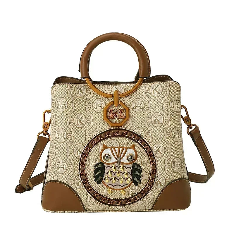 Women's Leather Crossbody Shoulder Bag – Elegant Messenger Purse in Khaki