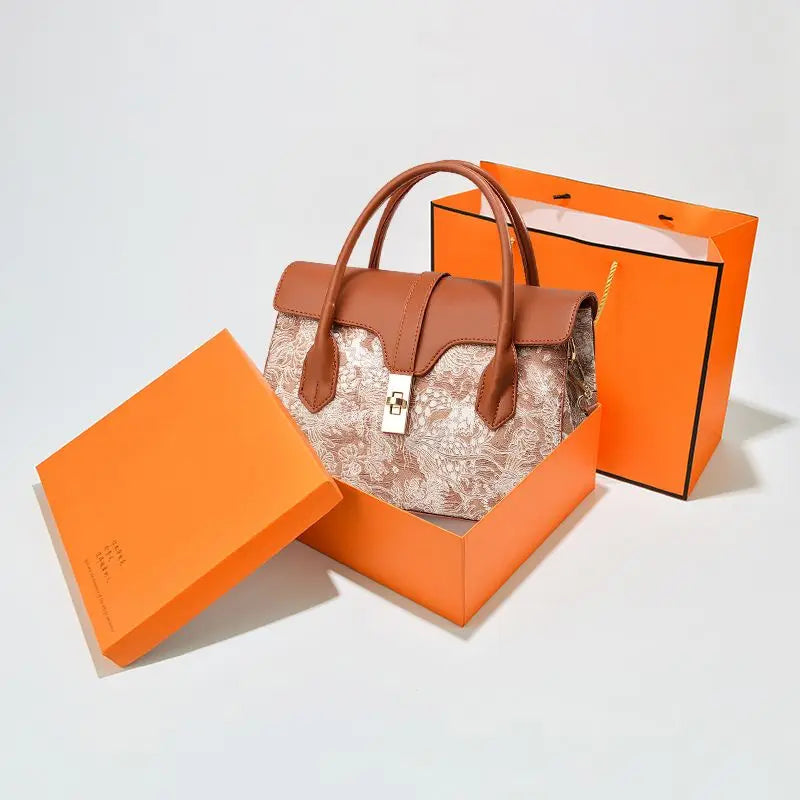 Ethnic-Style Women's Shoulder Bag – Leather Messenger Bag with Optional Gift Box