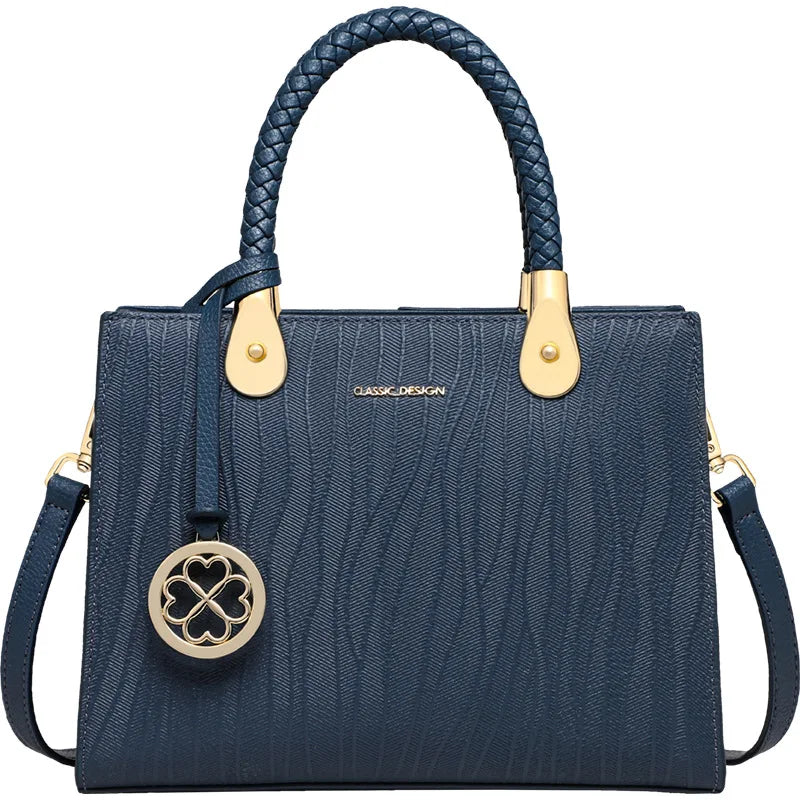 Genuine Leather Women's Top-Handle Shoulder Bag – Elegant Structured Handbag