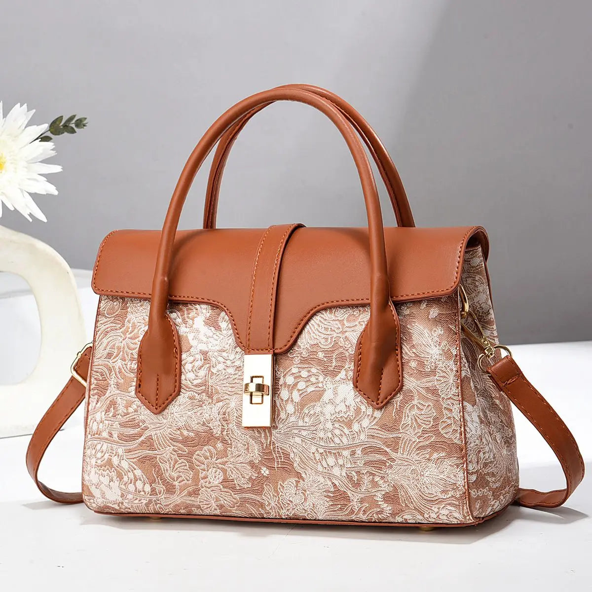 Ethnic-Style Women's Shoulder Bag – Leather Messenger Bag with Optional Gift Box